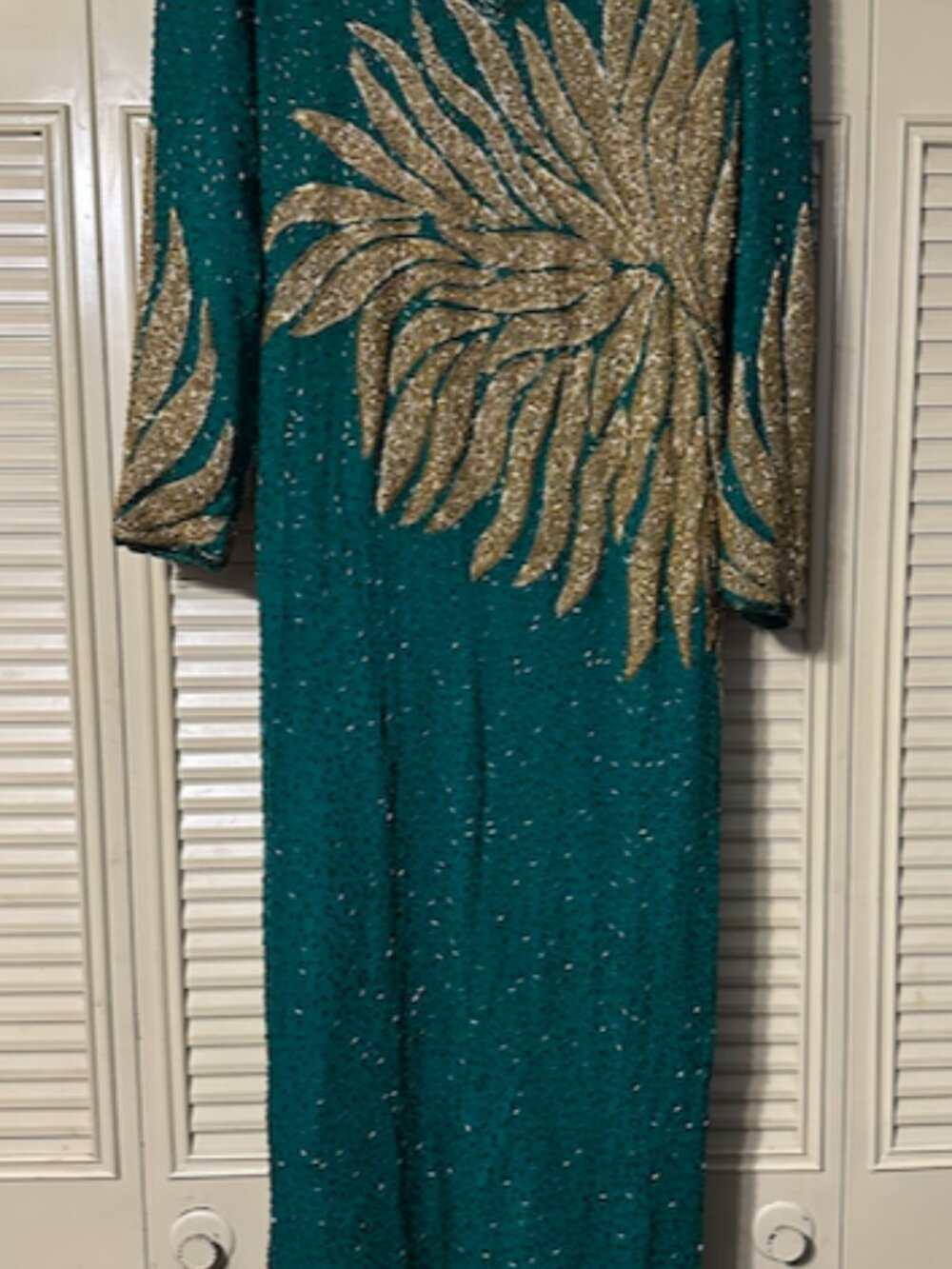 Naeem Khan Vintage Green and Gold "Sunburst" Evening Gown